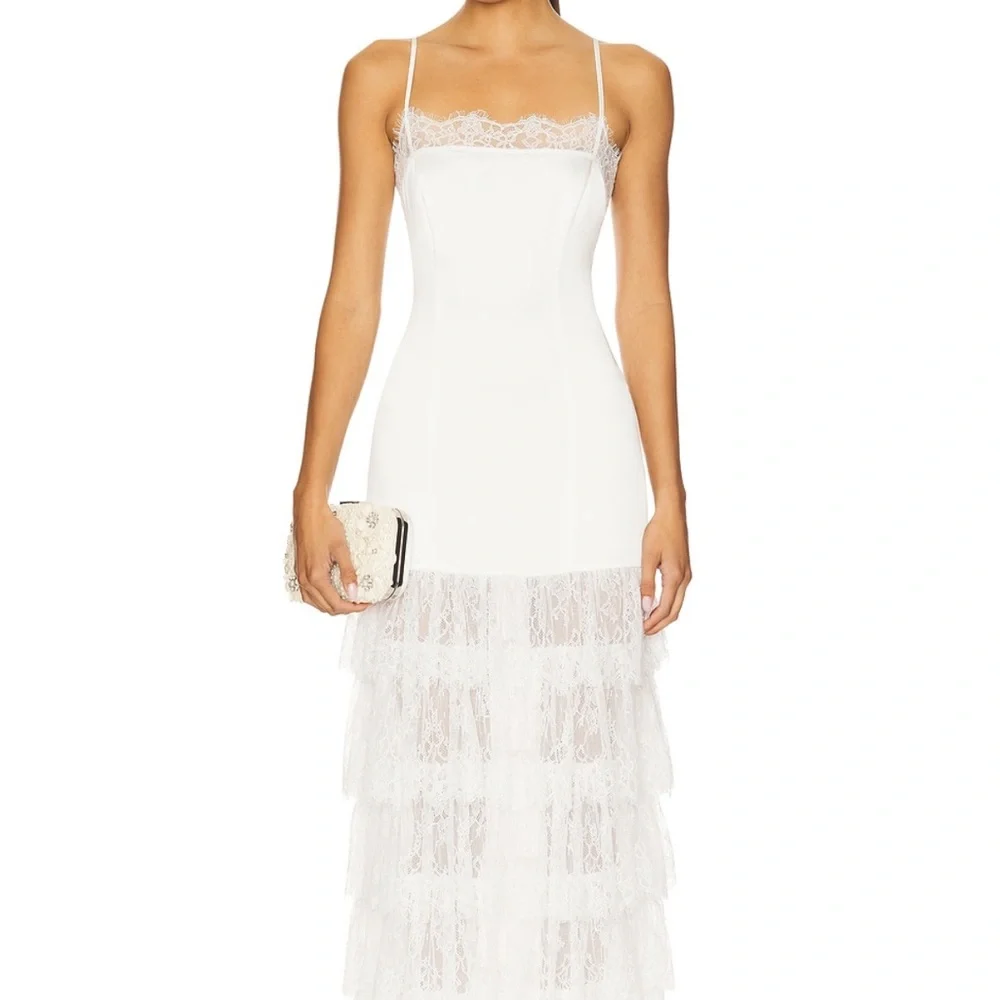 MAJORELLE Felicite white maxi dress Satin Lace Dress from revolve - Picture 3 of 6